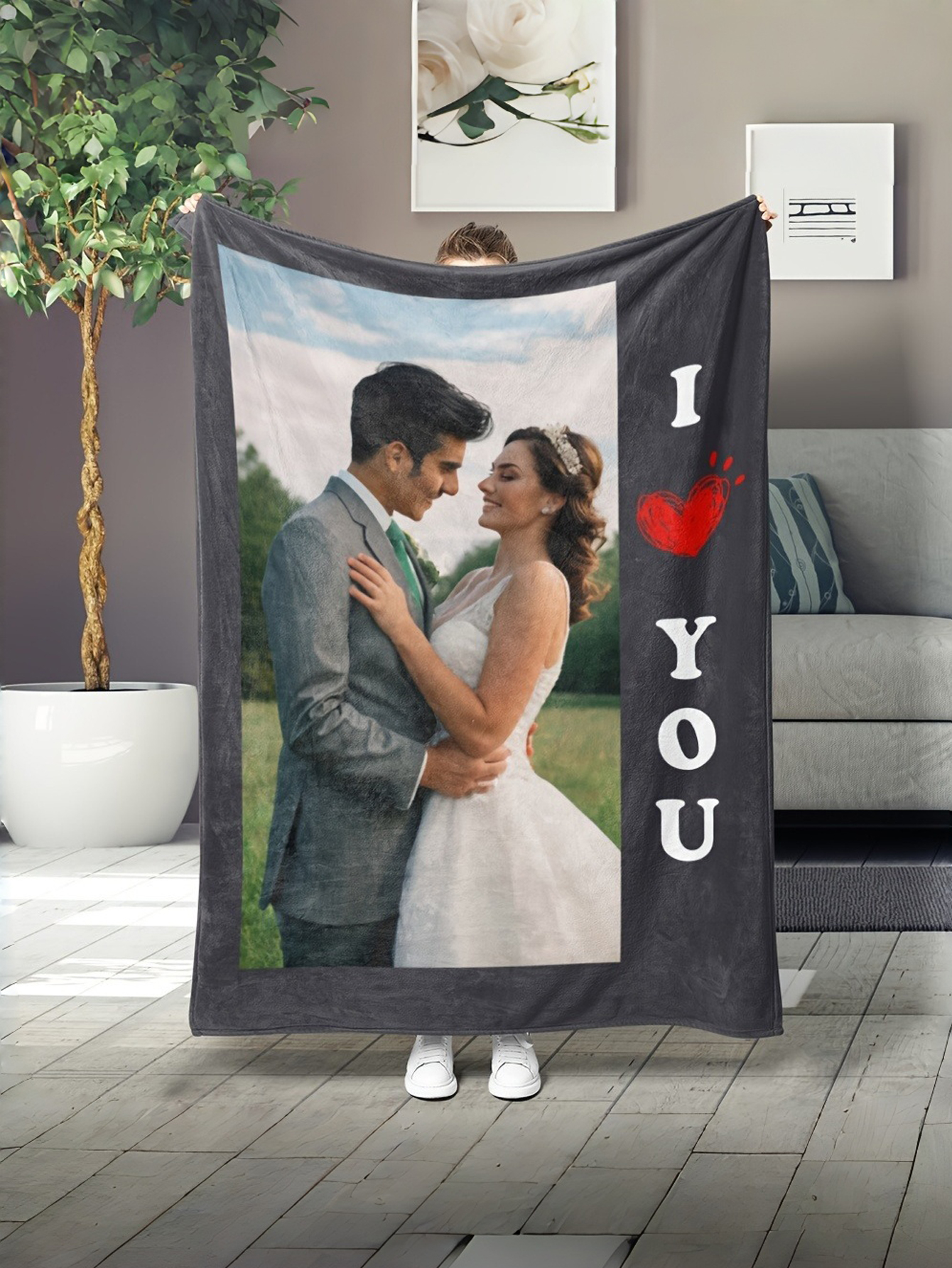 Custom Photo Flannel Blanket All-Season Use for Camping, Sofa, Office, and Pets